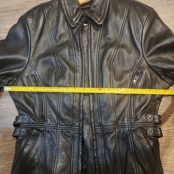 First Gear Womens Heavy Duty Vented Padded Leather Motorcycle Jacket - Picture 10 of 13